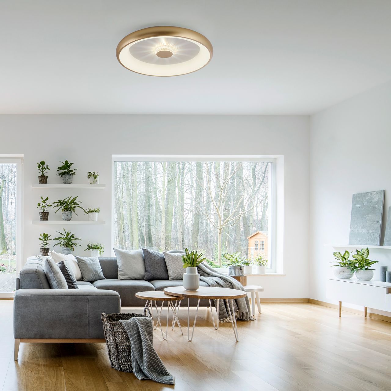 JUST LIGHT LED Deckenleuchte VERTIGO, CCT, dimmbar, Fernbedienung, Ø61,5cm, Kristall-Effekt