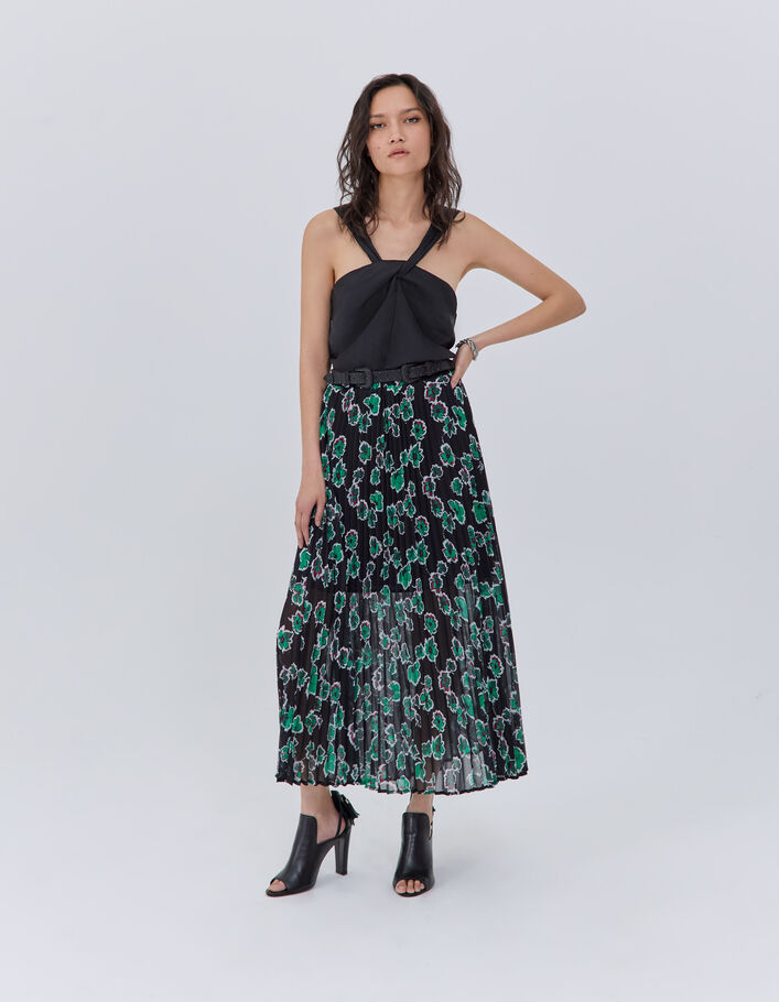 Top asymétrique noir à encolure nouée Femme