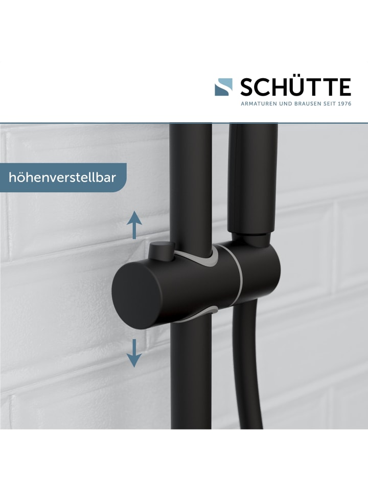 Schütte Duschset RAVEN in Schwarz matt mit 3 Strahlarten - (L) 7 x (B) 13 x (H) 70 cm günstig kaufen onesize