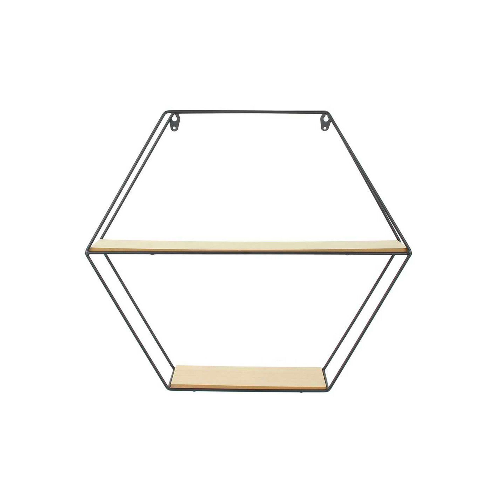 Etagère hexagonale en métal et bois