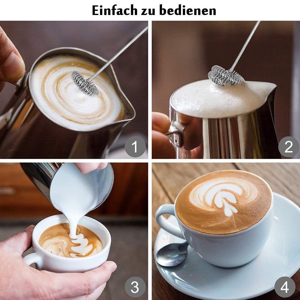 Gontence Milchaufschäumer Handheld Kaffeeaufschäumer USB Wiederaufladbare Schaummaschine, Bubbler Schneebesen für Latte Cappuccino Heiße Schokolade (USB)