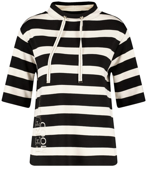 Gestreiftes Halbarmshirt aus Interlock Jersey