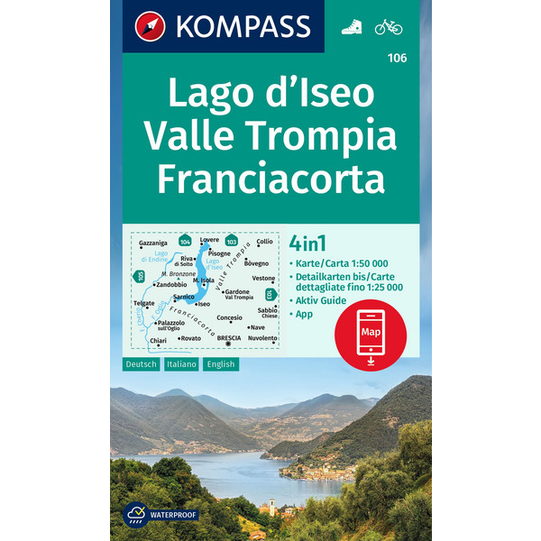 KOMPASS WANDERKARTE 106 LAGO D' ISEO, VALLE TROMPIA