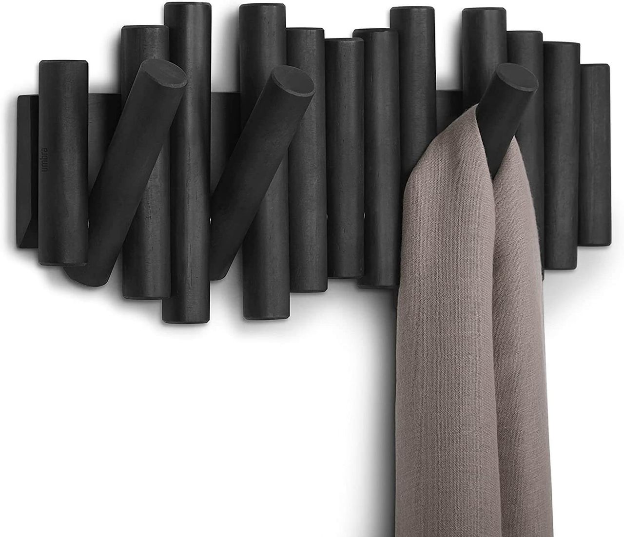 trends4cents Umbra Picket mit 5 Garderobenhaken schwarz 1011471-040 Garderobenleiste Wandhaken Kleiderhaken