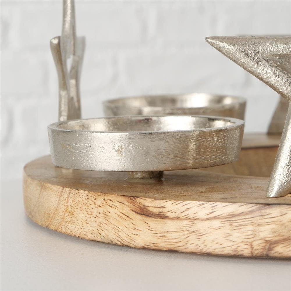 BOLTZE Adventskranz Jannow Rund Holz Stern 30 cm, Kerzenleuchter Kerzenhalter