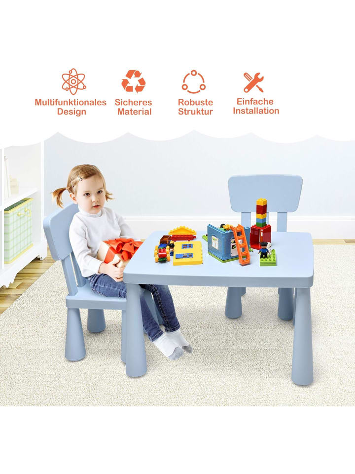 COSTWAY Sitzgruppe 3 tlg. Set in Blau günstig kaufen 50 cm