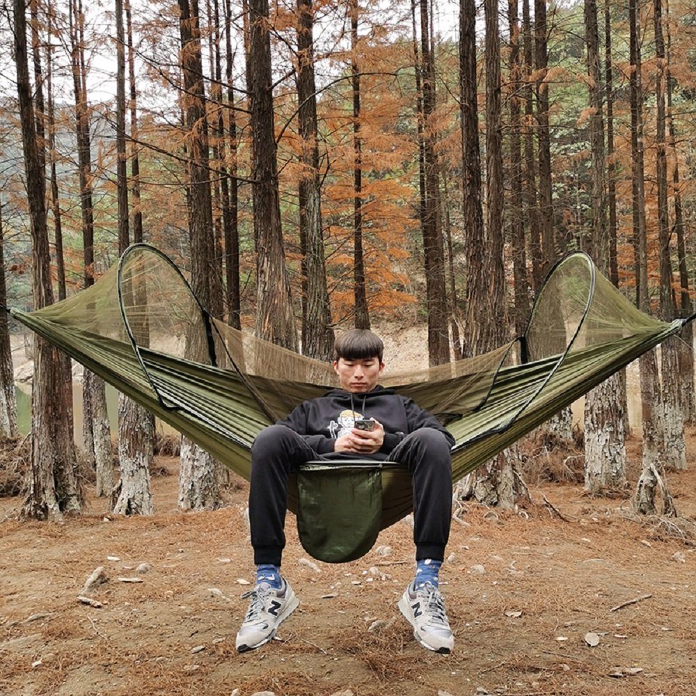 Mutoy Hängematte Hängematte,Hängematte mit Moskitonetz,outdoor Hängematte (Leichte Nylon Hängematte,Tragbare Einzel und Doppel Reisehängematte Insektennetz, für Rucksacktouren, Camping, Wandern und Strandabenteuer)