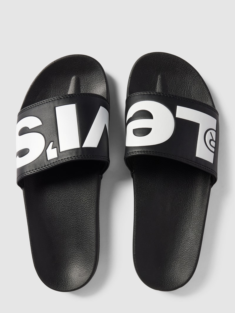Slides mit Label-Print Modell 'JUNE' in schwarz