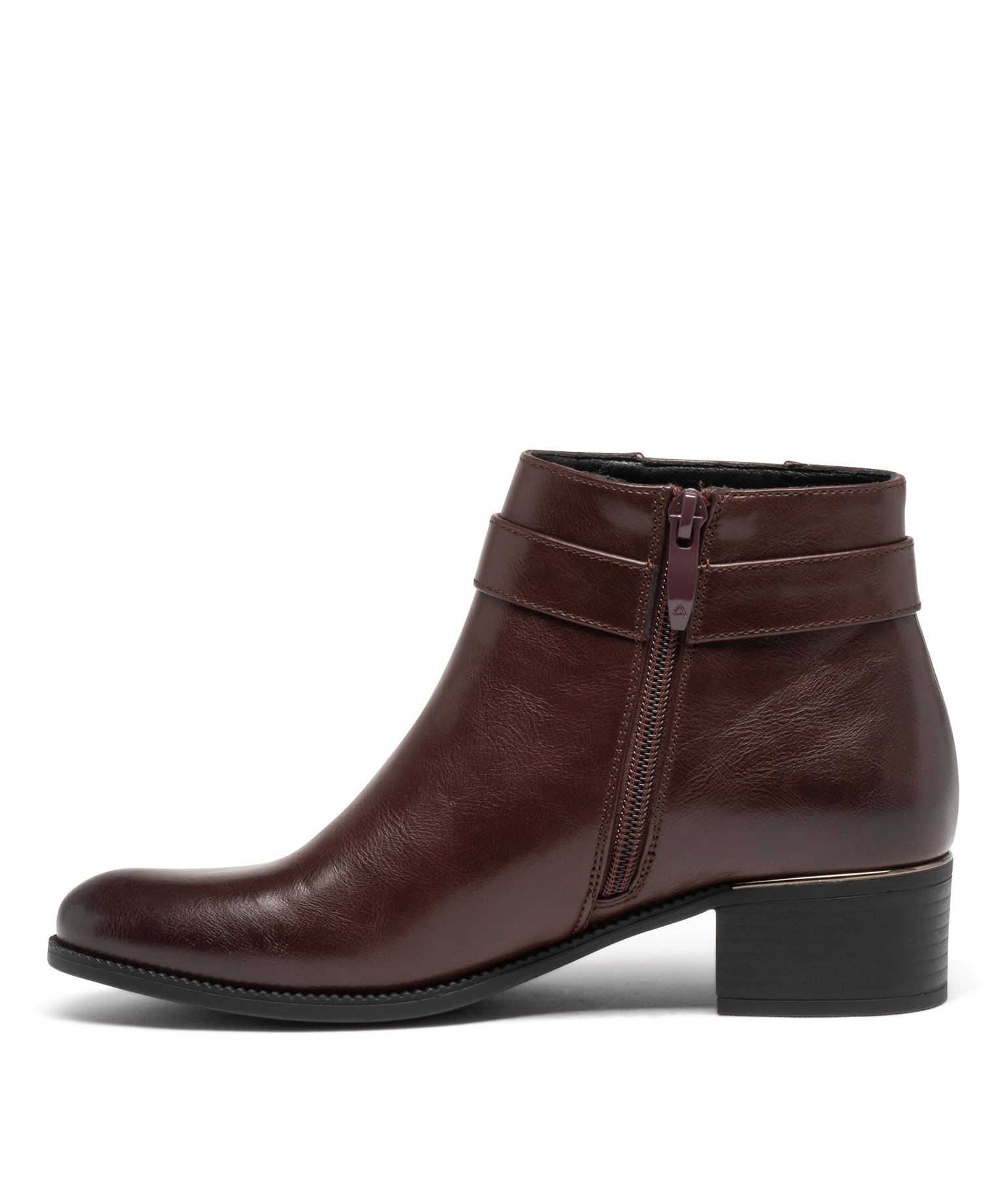 Boots à talon avec brides fantaisie sur le cté femme rouge fonce | GEMO