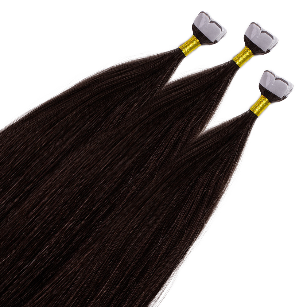 hair2heart Extensions adhesives Mini Tape Premium cheveux naturels #2 Marron foncé extensions