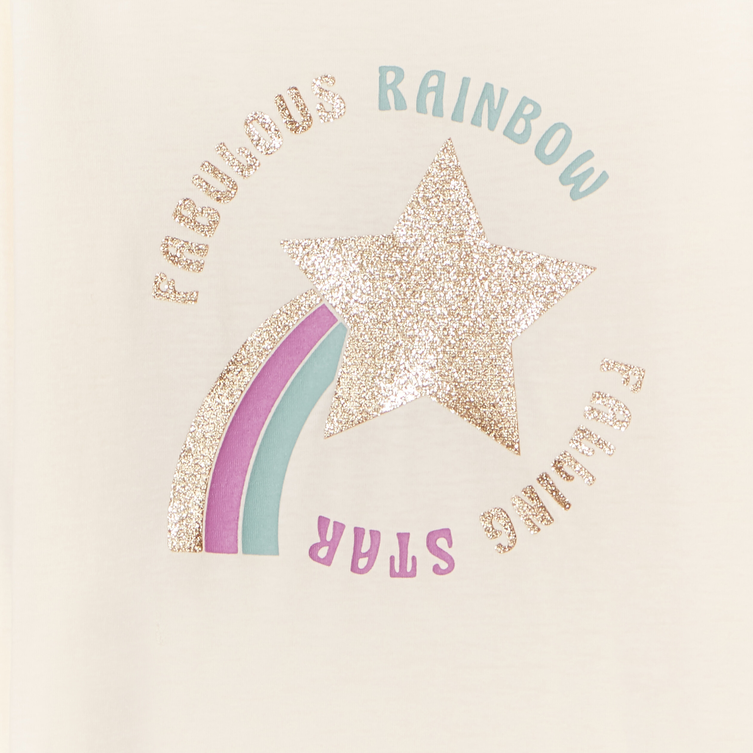T-shirt manches longues print paillettes creme fille | La Halle