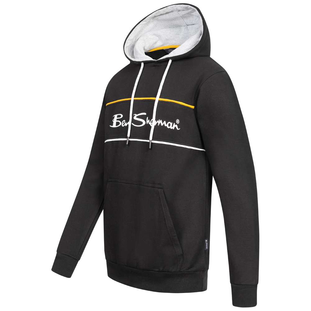BEN SHERMAN Two Colour Panel Herren Hoodie 0067811-BLACK