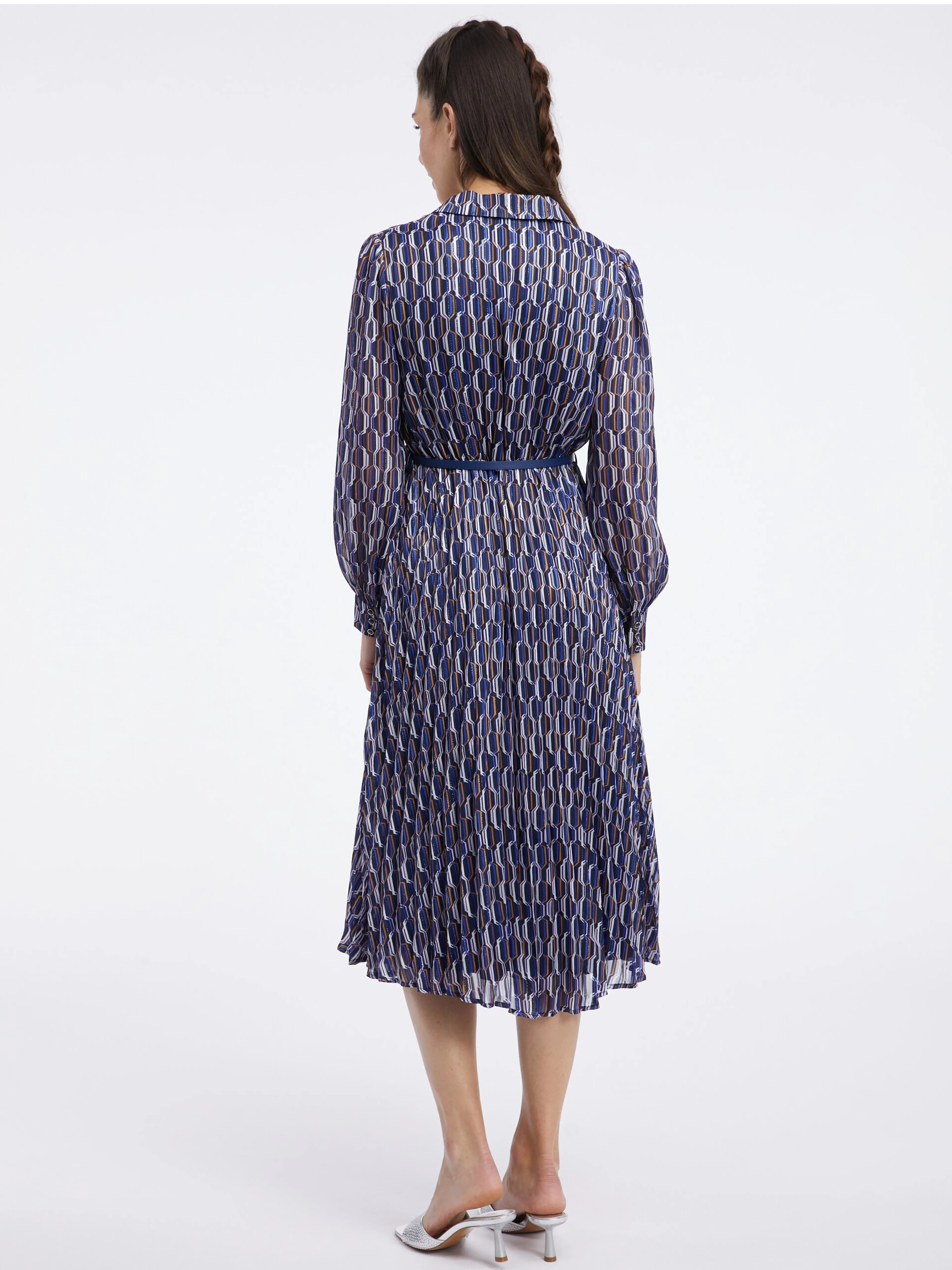 Dunkelblaues gemustertes Damenkleid ORSAY