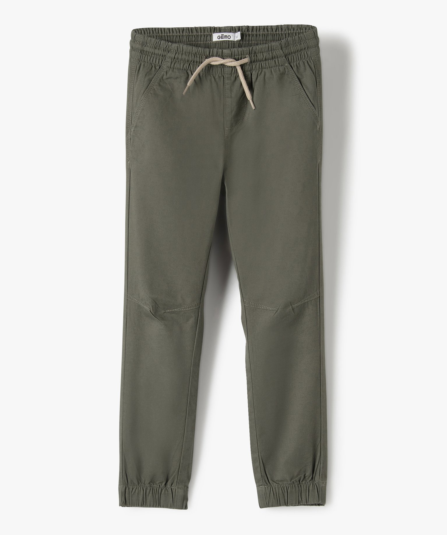 Pantalon Garçon avec taille et chevilles élastiquées kaki | GEMO