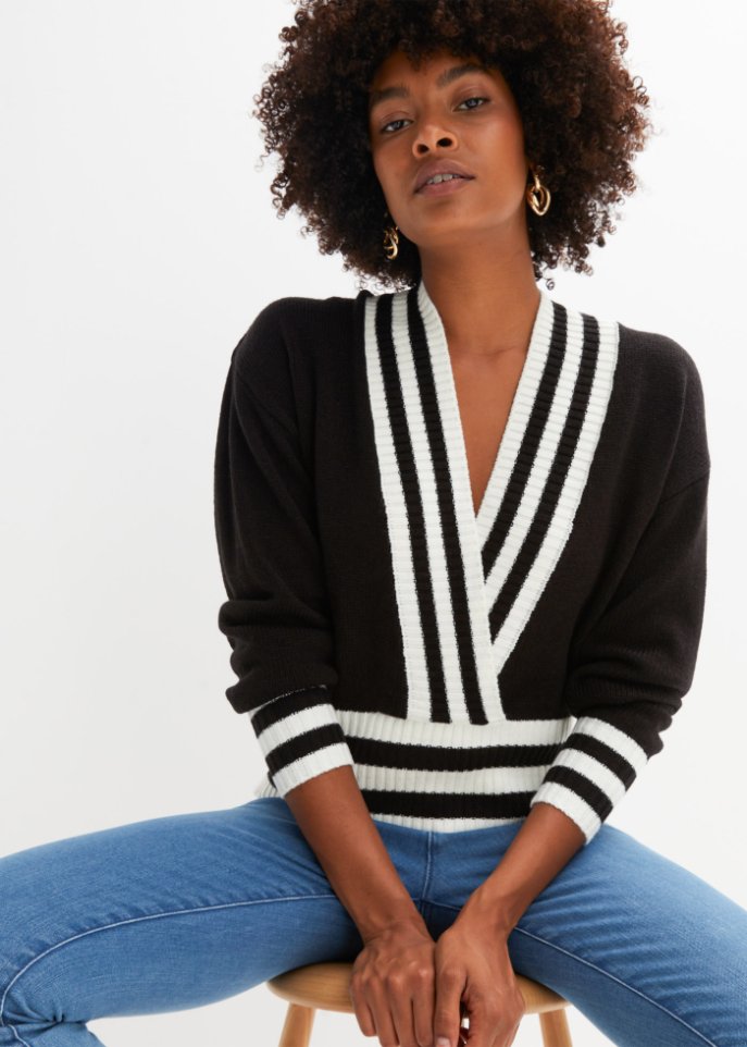 Pullover in Wickeloptik