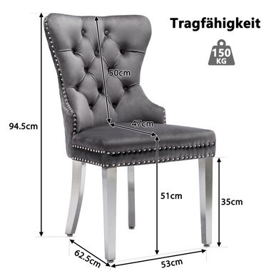 Flieks Esszimmerstuhl (2 St), 2er Set Polsterstuhl Wohnzimmerstuhl Küchenstühle, Beine aus Edelstahl