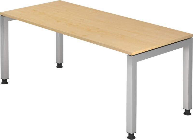 Hammerbacher VJS19/3 J Serie Höhenverstellbar Schreibtisch Rechteckig Ahorn Holz Silber 4 Füße 1.600 x 680 mm