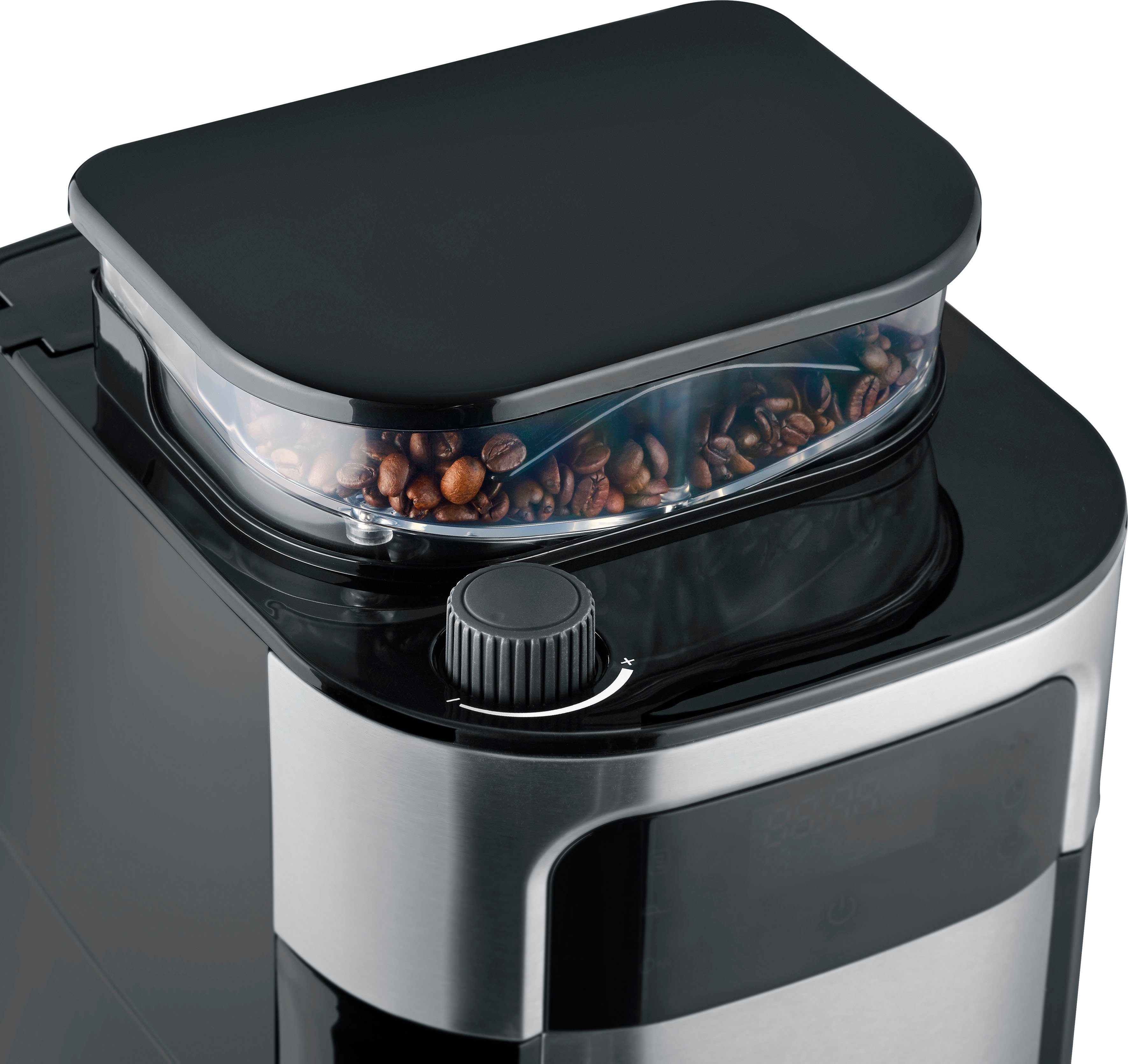 Severin Kaffeemaschine mit Mahlwerk KA 4813, 1,25l Kaffeekanne, Permanentfilter 1x4, Mahlgrad und Kaffeemenge einstellbar, Warmhalten: bis 60 Min., Timer