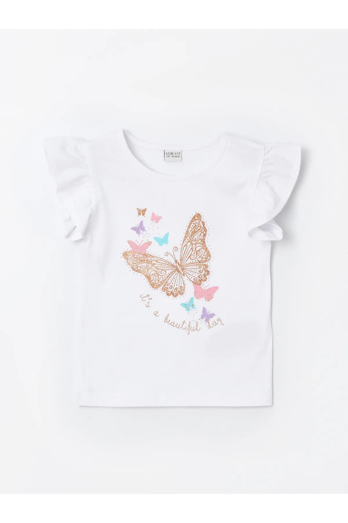 LC Waikiki  Bedrucktes kurzärmliges Mädchen-T-Shirt mit Rundhalsausschnitt