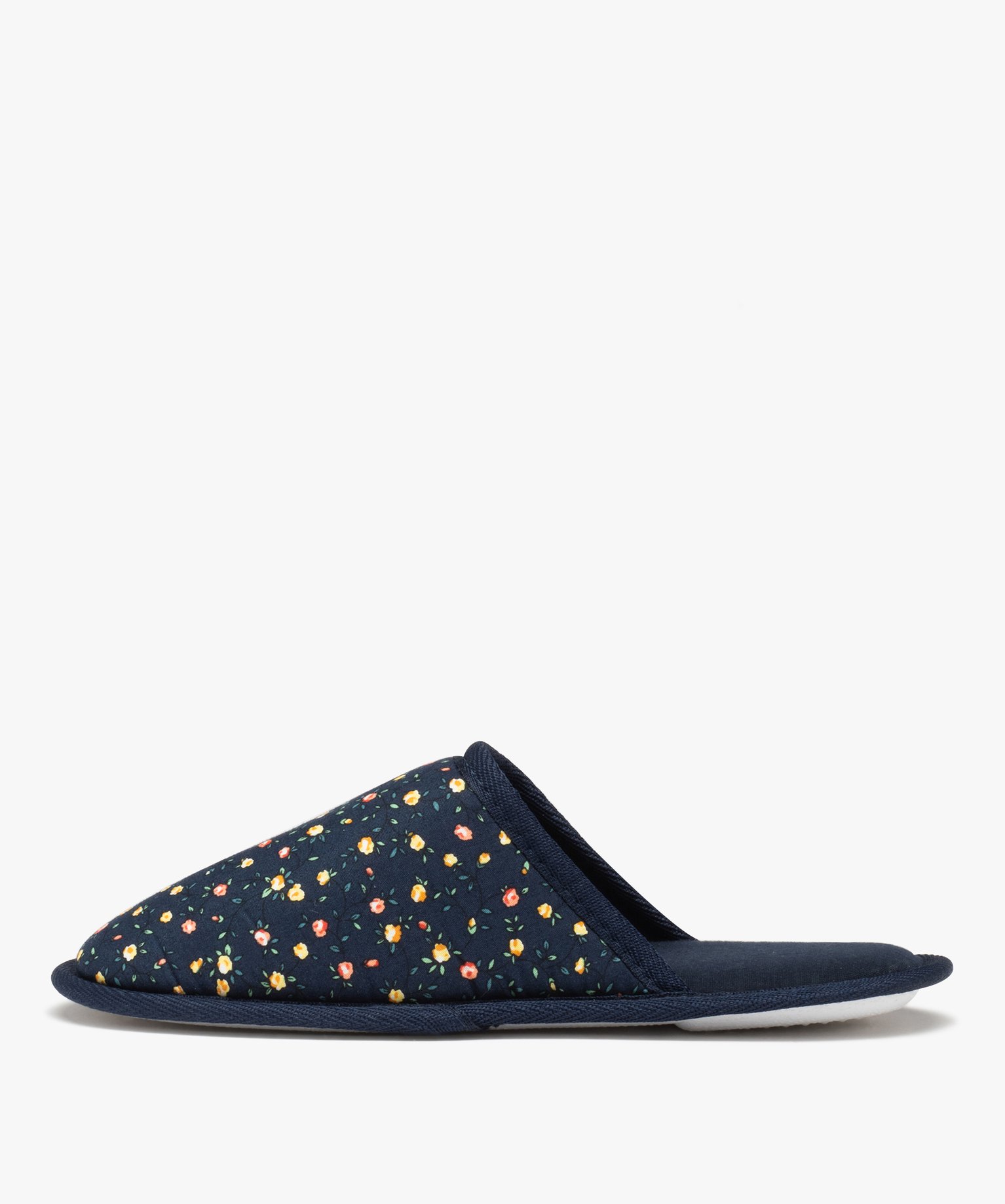 Chaussons femme mules imprimées mille fleurs marine | GEMO