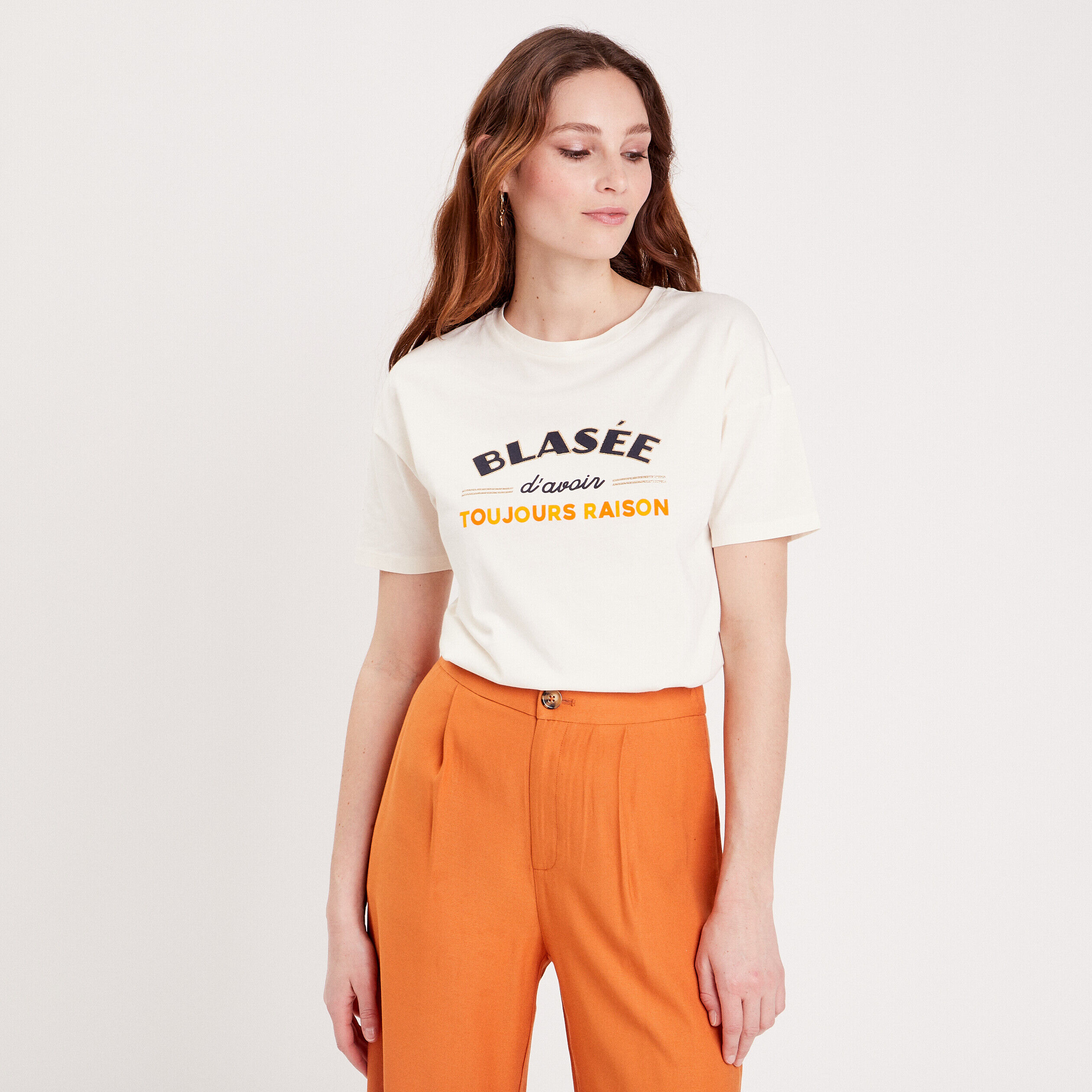 T-shirt manches courtes ecru femme | Cache Cache
