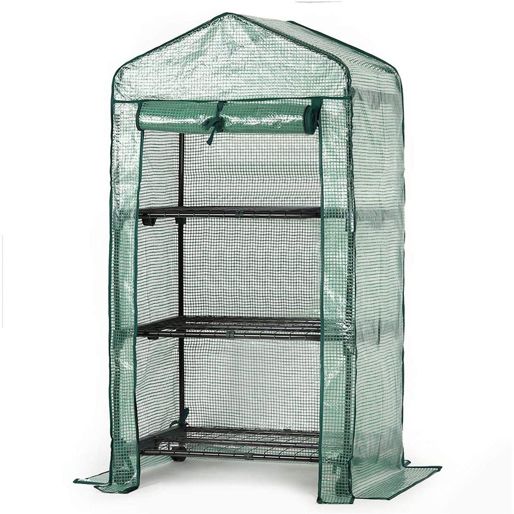 Sekey Foliengewächshaus Mobiles Gewächshaus Winterfest Klein, mit 3 Etagen, 69 x 49 x 125 cm, Pflanzenzucht für Garten und Balkon, einfache Montage