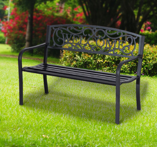 Outsunny Gartenbank 2-Sitzer Balkon Sitzbank Bank Parkbank Gartenmöbel Metall