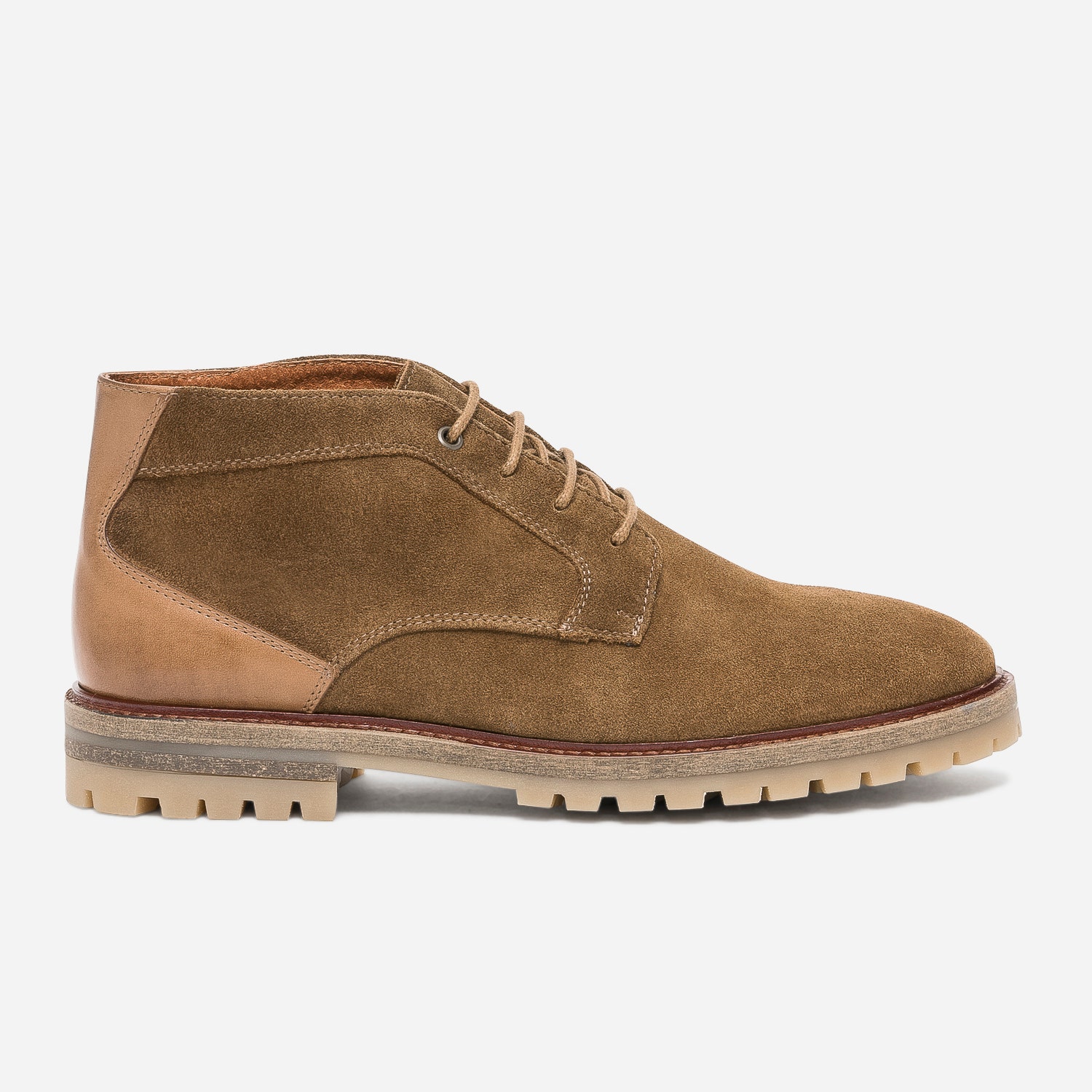 Derby marron en cuir velours tige mi-haute