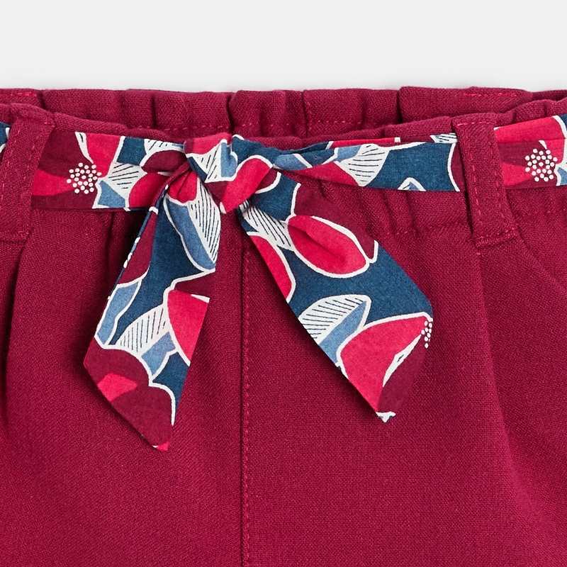 Short chaud ceinture fleurie rose bébé fille