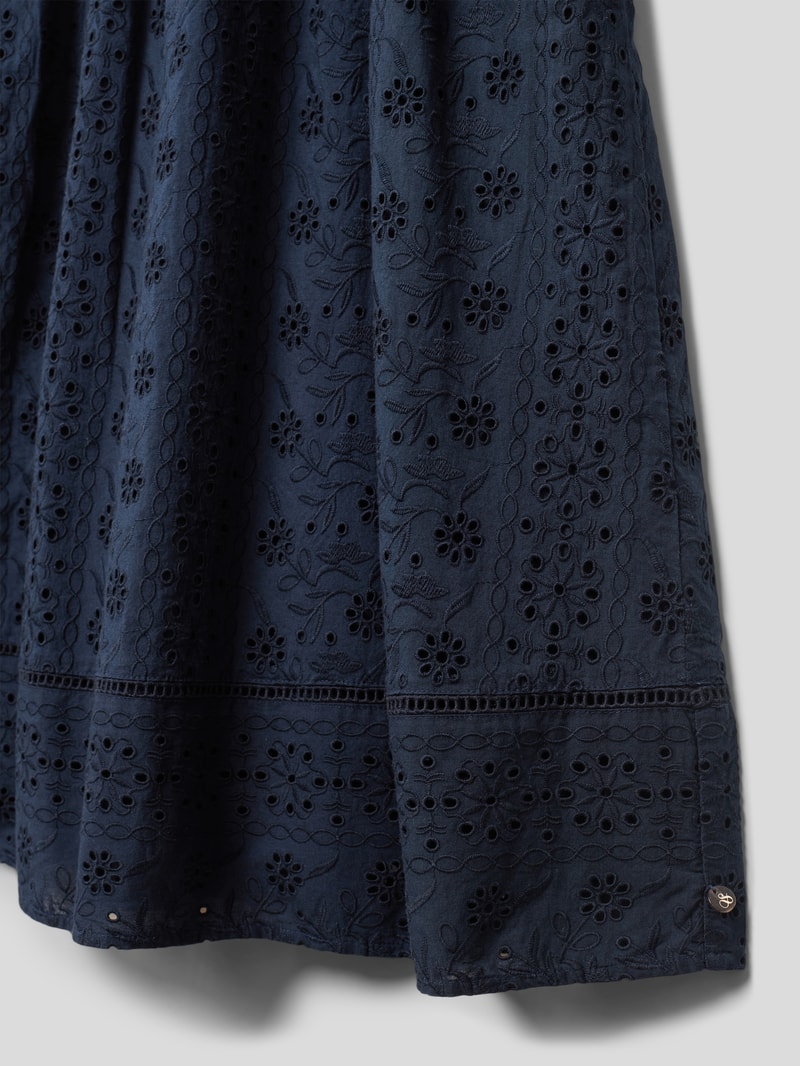 Kleid mit floralen Lochstickereien in marineblau