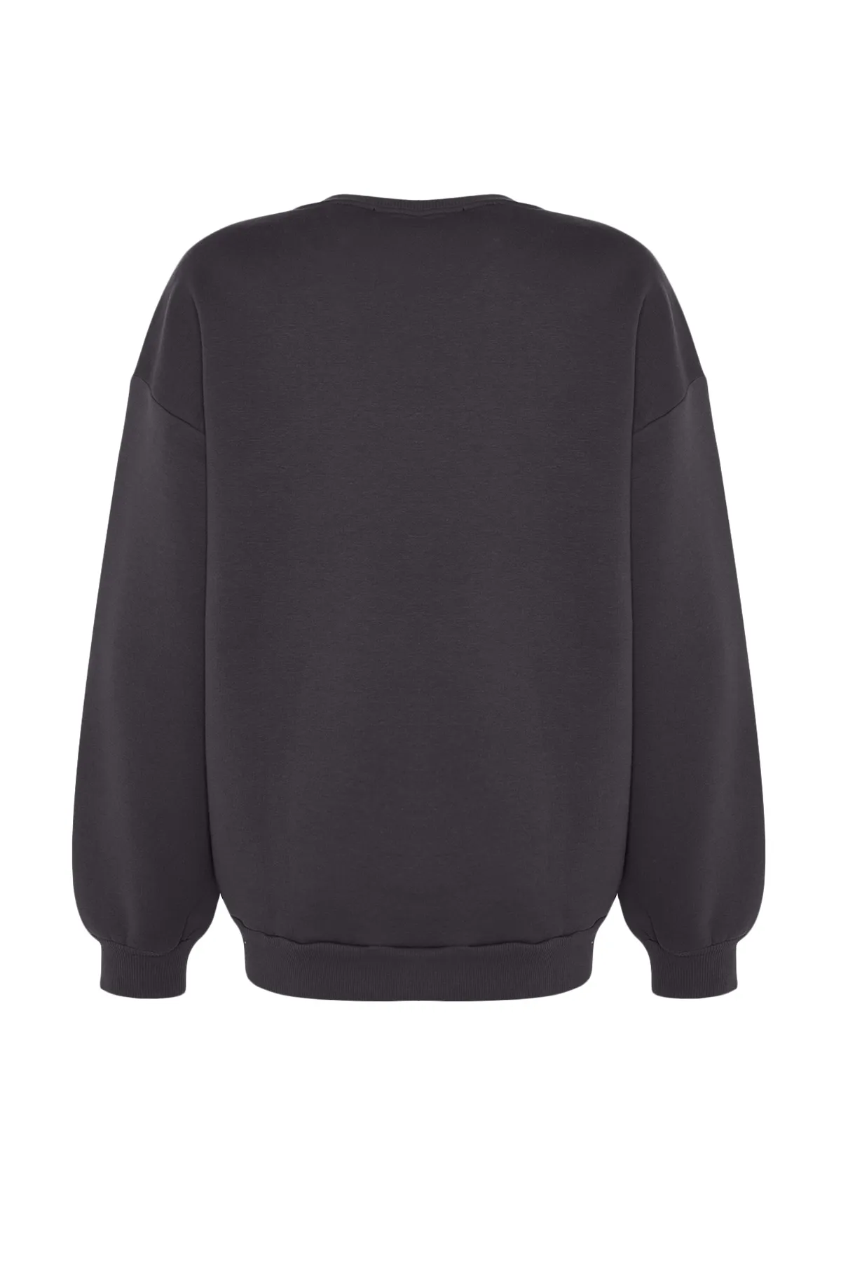 Trendyol Collection  Anthrazit Oversize/Bequemer Schnitt Basic Rundhals Dick/Innen Fleece Strick Sweatshirt TWOAW24SW00102