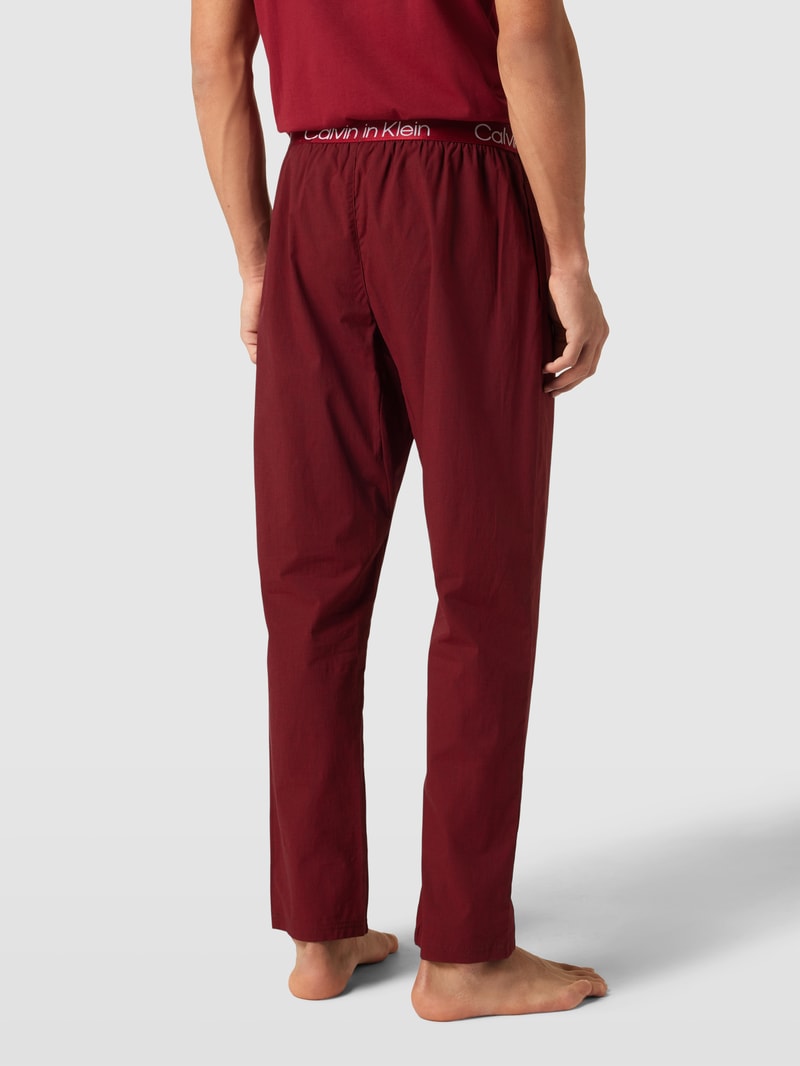 Pyjama-Hose mit Label-Details Modell 'SLEEP' in dunkelrot