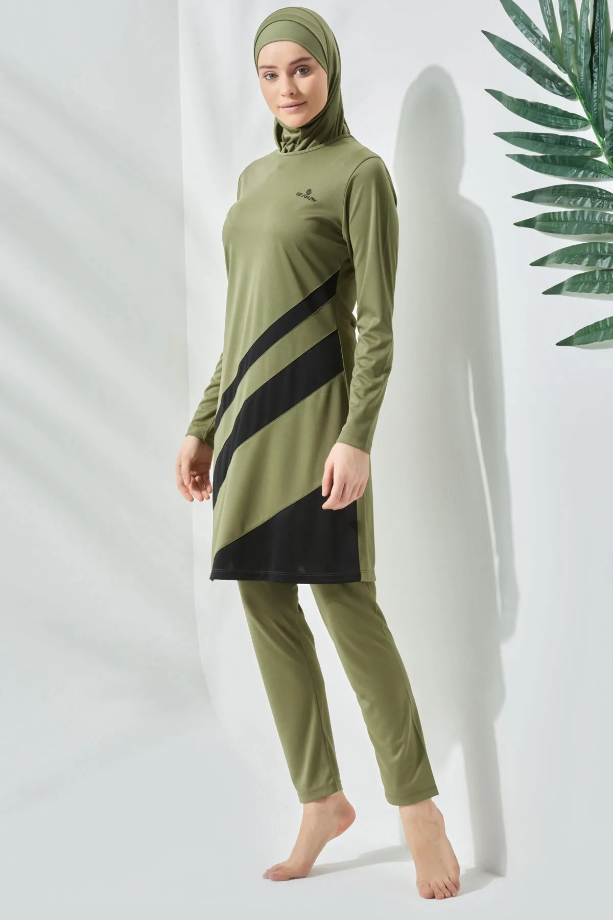 C&City  Vollständig bedeckter Hijab-Badeanzug C11020 Khaki