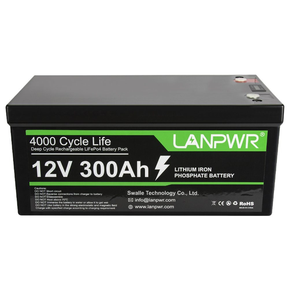 Tidyard Stromerzeuger LiFePO4 Akku,12V 300Ah Notstromversorgungen,Leichtgewicht, (LiFePO4 Batterie Powerstation für Stromausfall, Reise,Camping,Angeln), Zykluslebensdauer: ≥4000 Mal,Ladestrom: 50A Dauerstrom: 200A