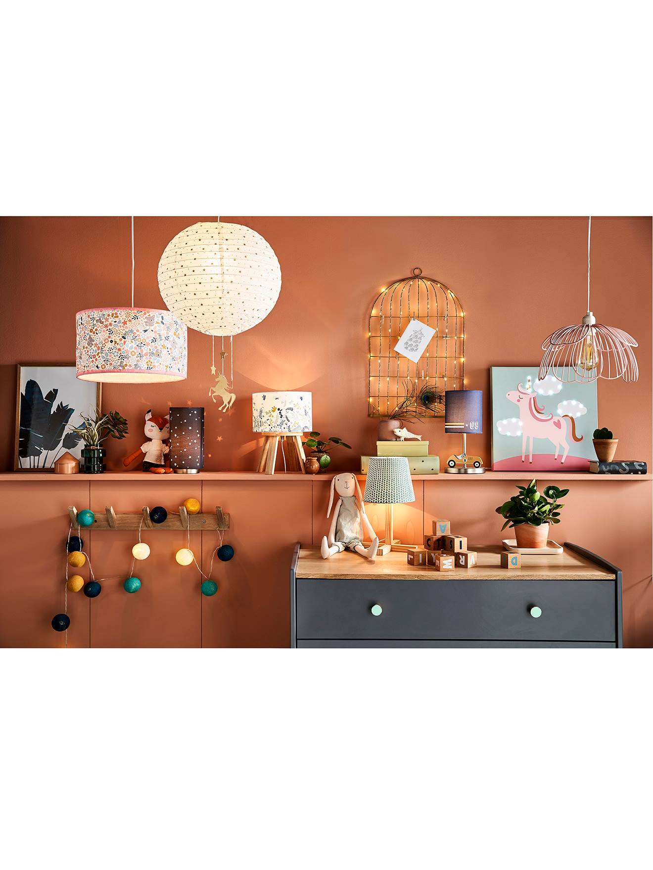 Lampe de chevet bois PAPILLON blanc