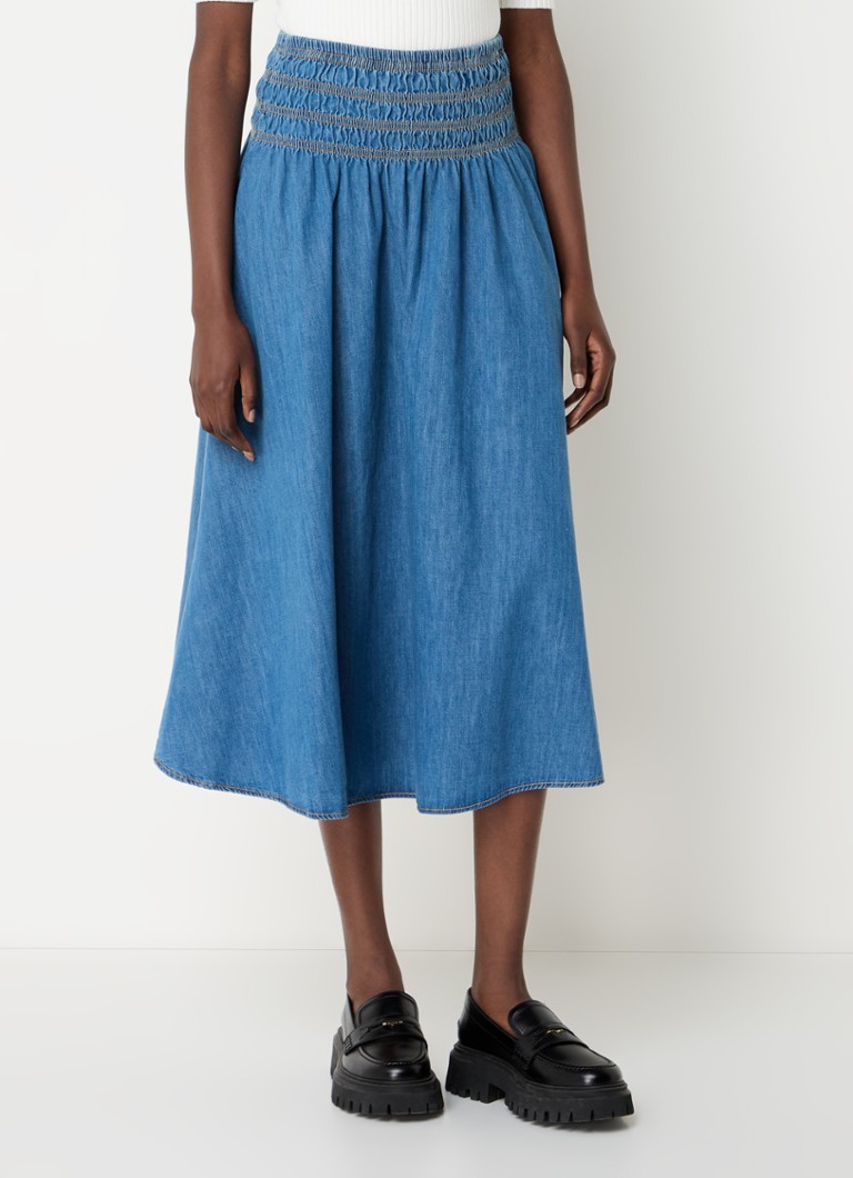Gonna midi in chambray Maje con tasche laterali