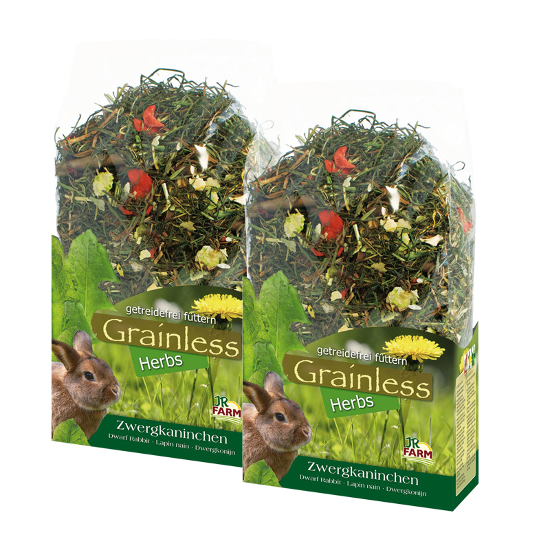 JR Farm Hauptfutter JR Farm Grainless Herbs Zwergkaninchen 3x400 g