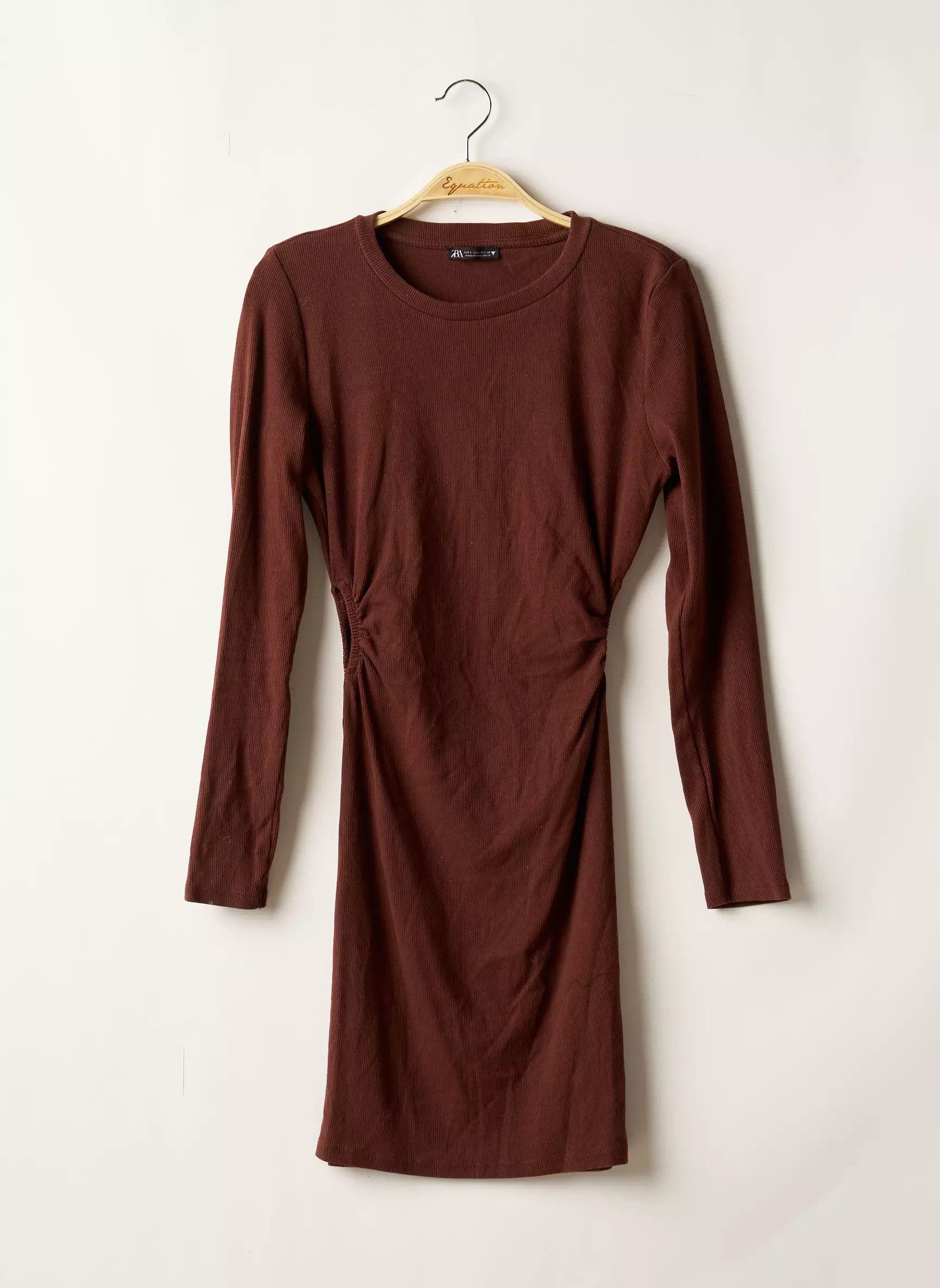 Zara Robes Mi Longues Femme couleur marron