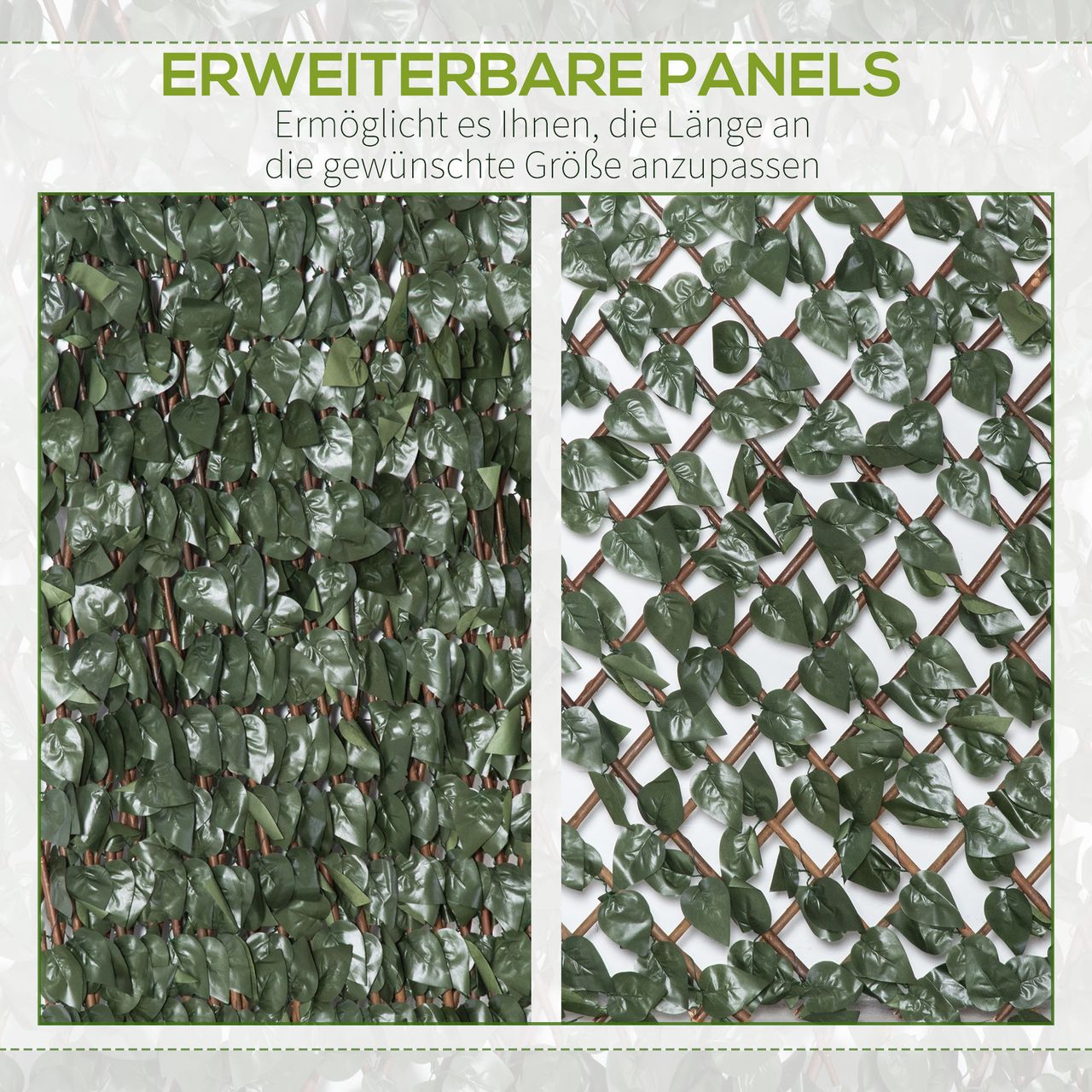 Outsunny 8 Stück künstliches Pflanzenwand Hecke UV-Schutz Sichtschutz Rhododendronblätter Design 200 X 100 cm Heckenpflanze für Garten Outdoor Dekor