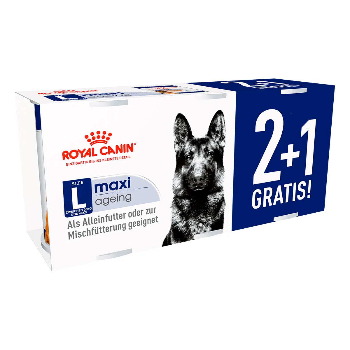 Royal Canin 2+1 gratis SHN Maxi Ageing Loaf 410g bei ZooRoyal
