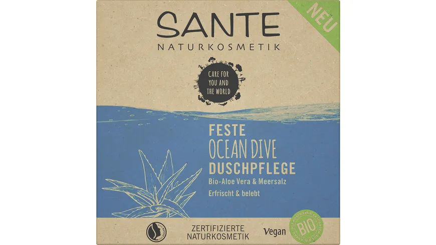 SANTE Feste OCEAN DIVE Duschpflege Bio-Aloe Vera & Meersalz 60 g
