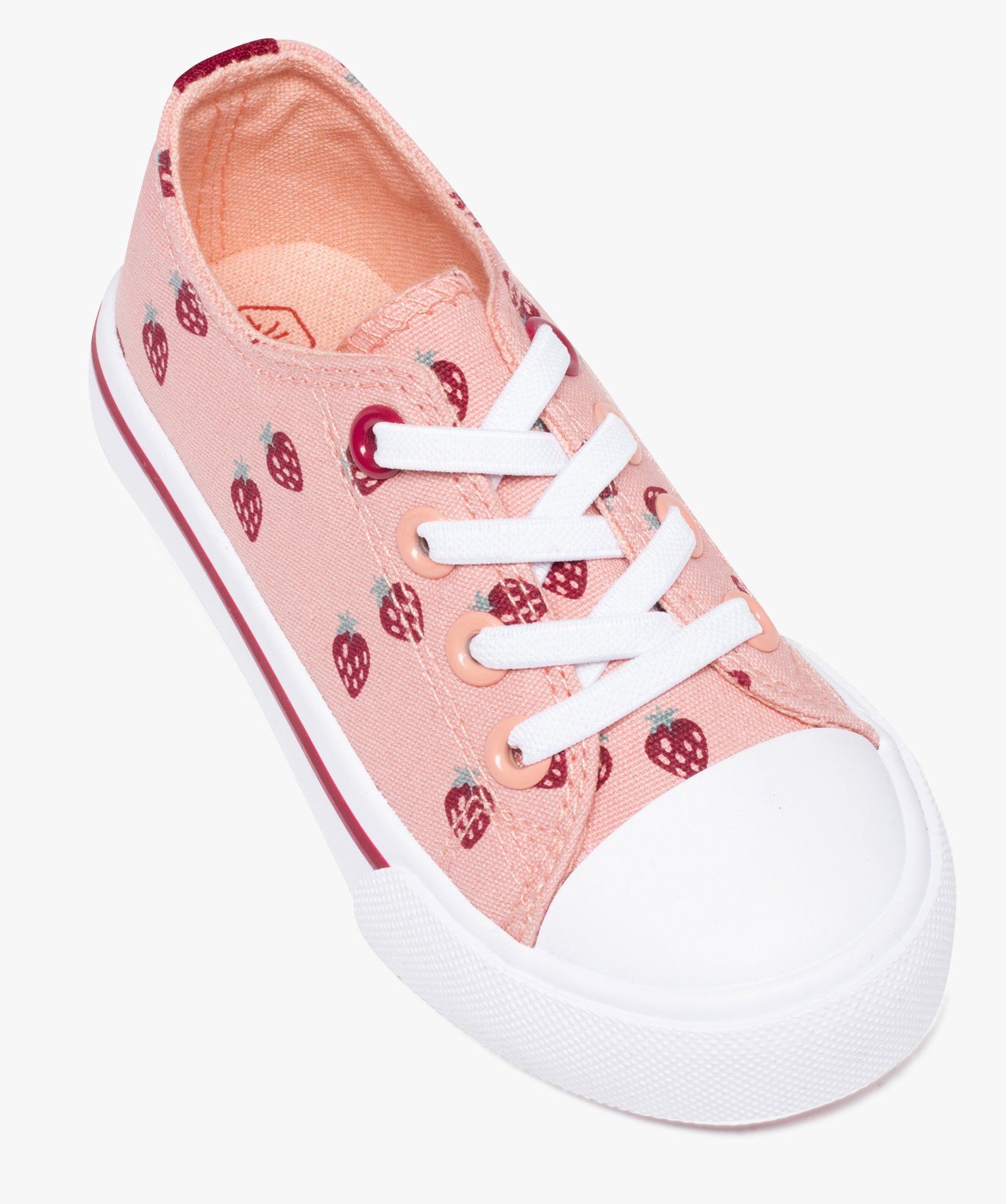 Tennis fille en toile imprimée fermeture lacets élastiques rose | GEMO