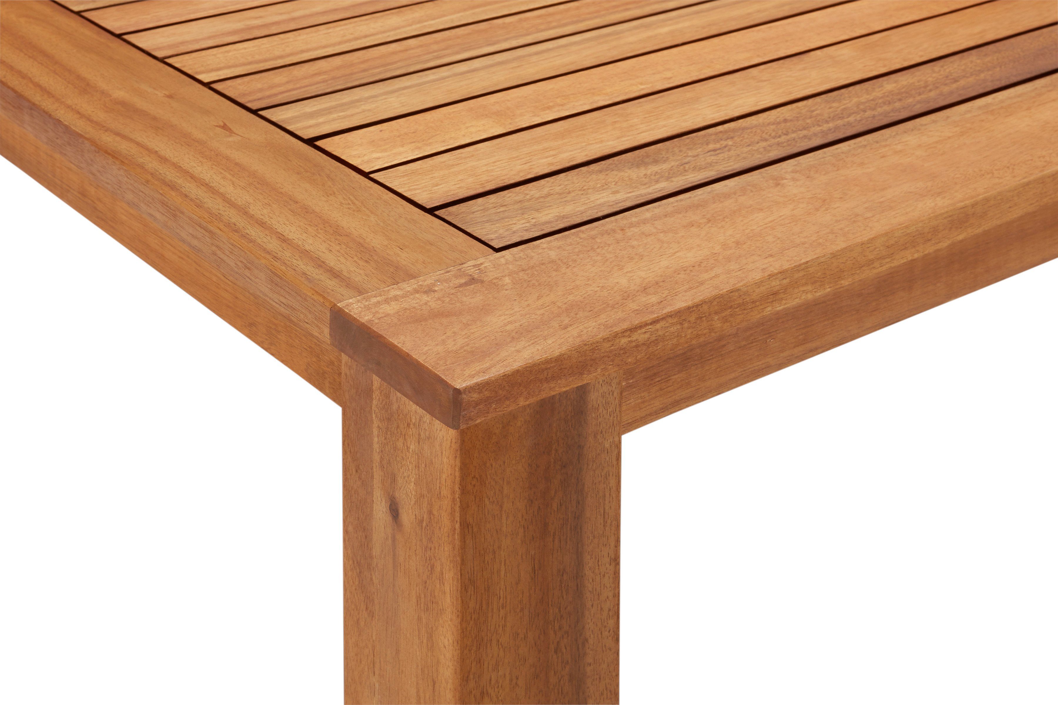 MERXX Garten-Essgruppe Toskana, (9-tlg), 4 Sessel, Tisch 110x110x75 cm, Polyrattan/Akazie