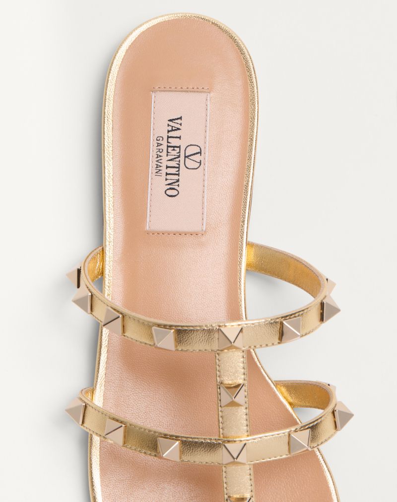 Slide Rockstud-sandal i lamineret nappa