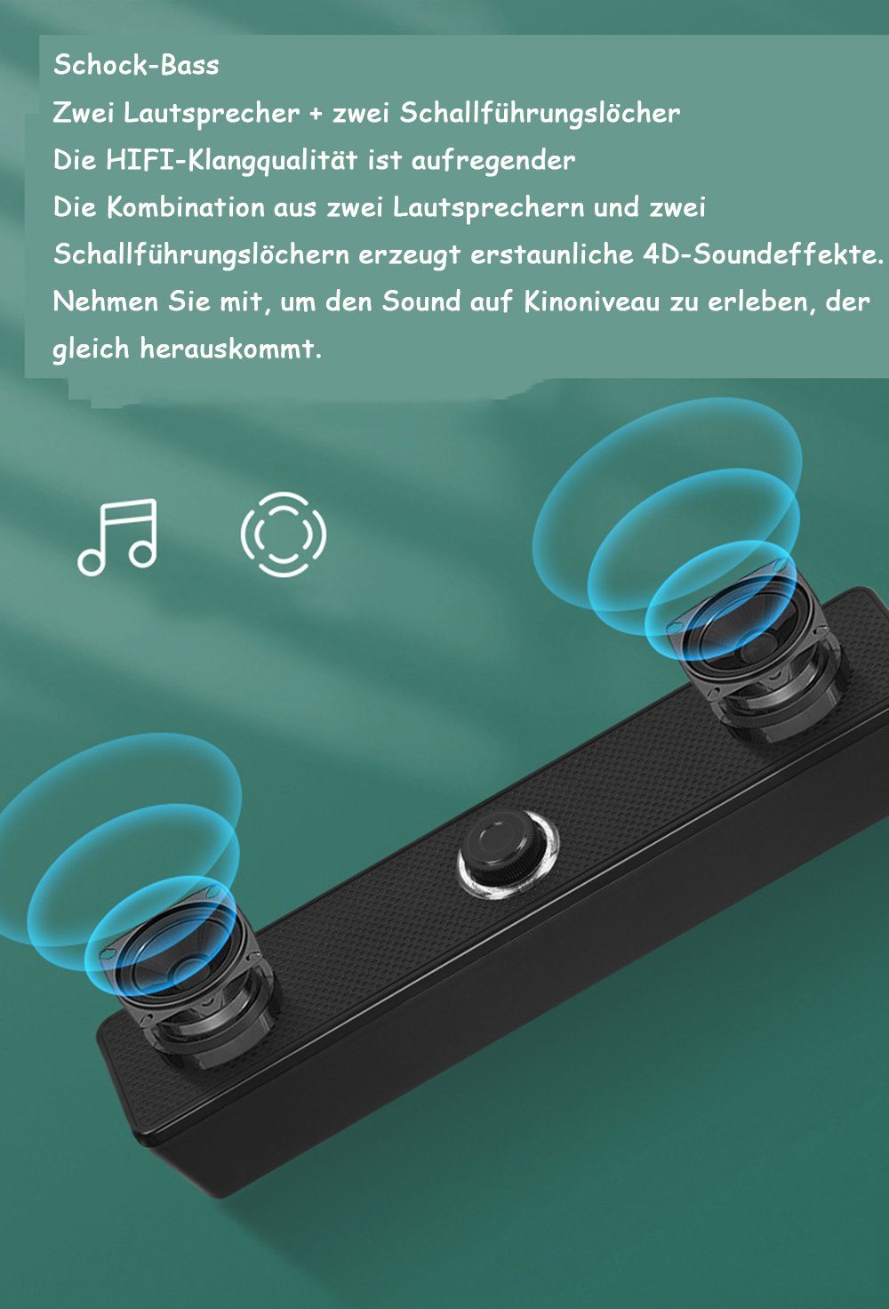 JedBesetzt Soundbox-Computer,Intelligente Rauschunterdrückung Soundbar