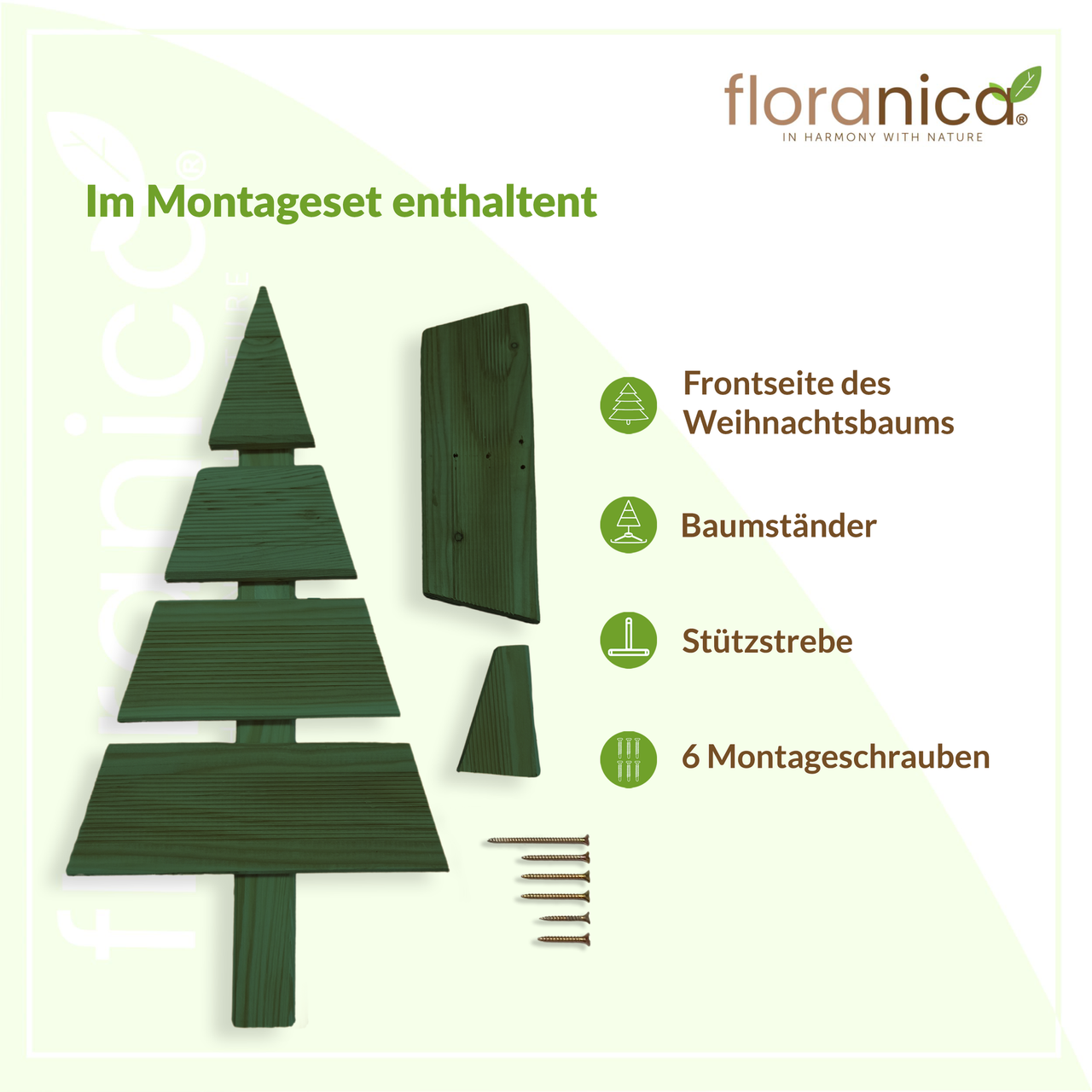 Pemicont Floranica Holz-Weihnachtsbaum DIY Dekobaum Tanne 60x27cm Weihnachtsdekoration Grün