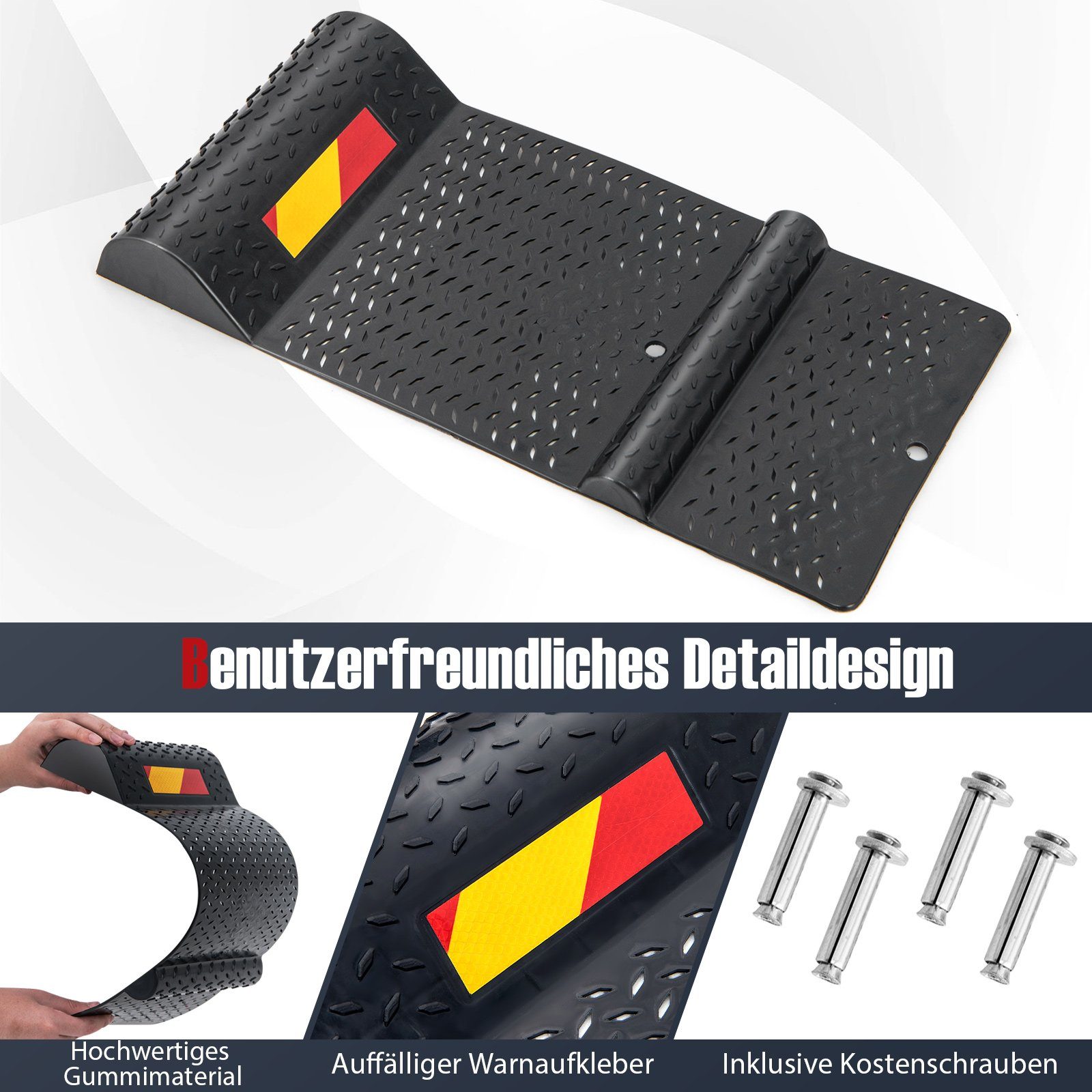 COSTWAY Parkschwelle, 2er Einparkhilfe aus Gummi mit Bremsschwelle
