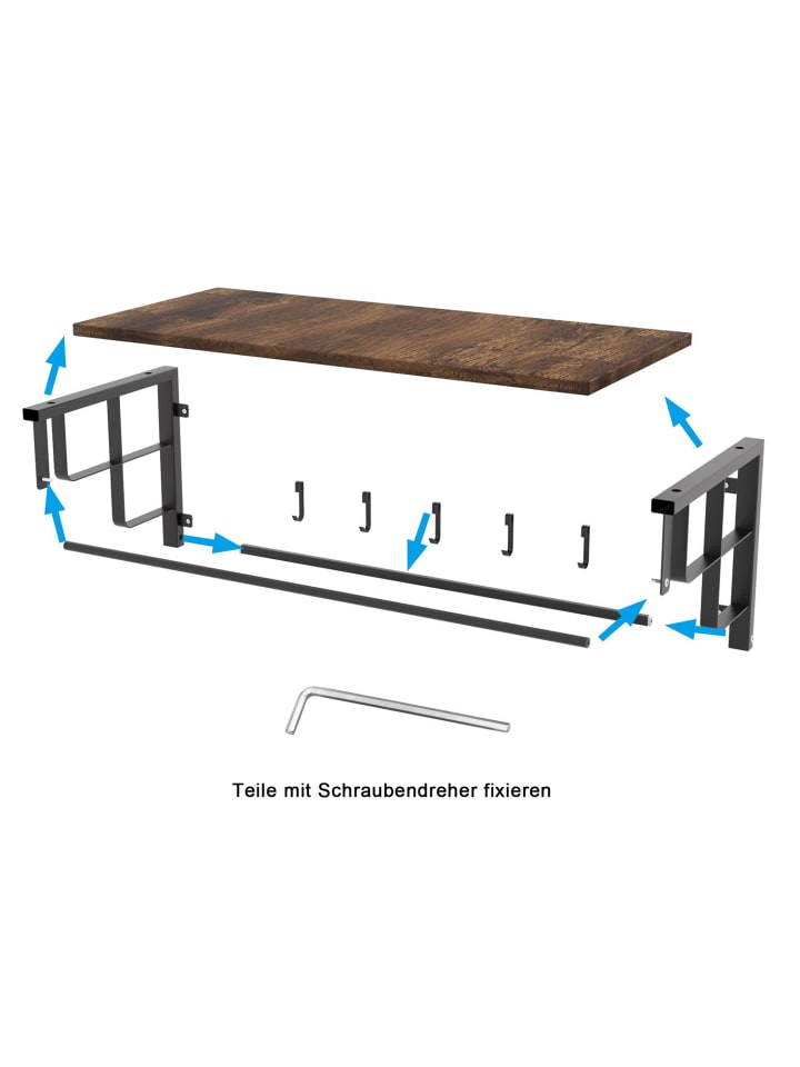 Intirilife Wandgarderobe in Dunkelbraun günstig kaufen onesize
