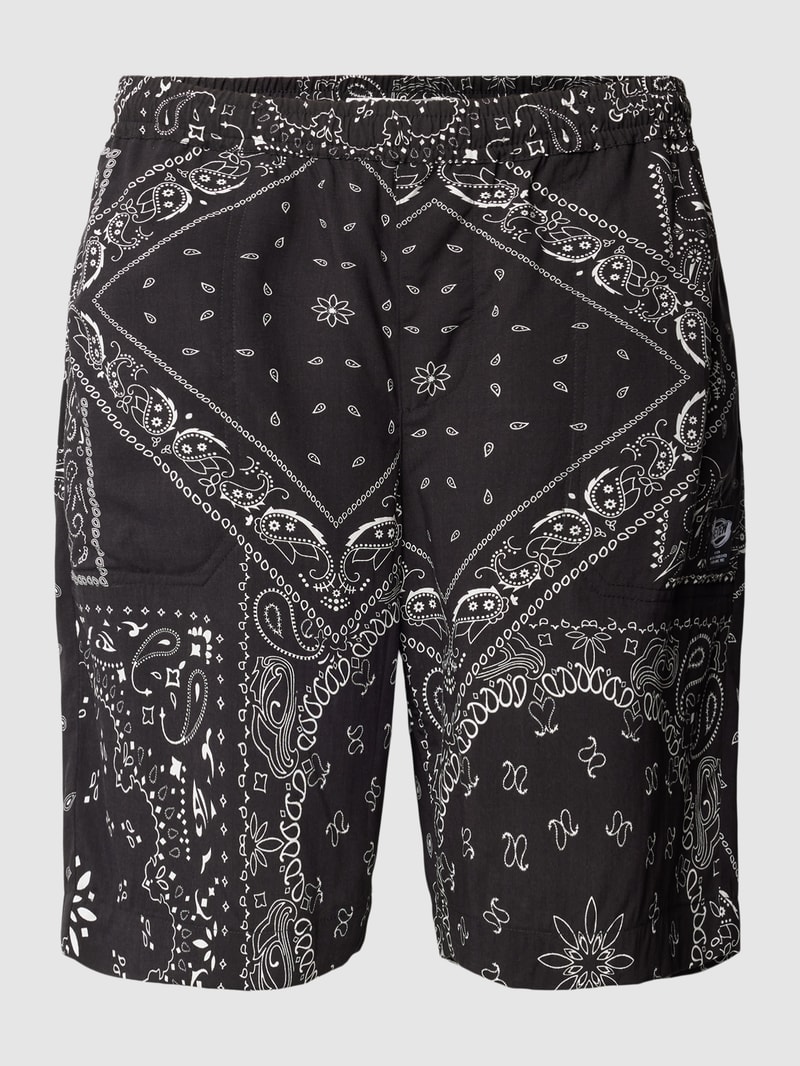 Shorts aus Viskose mit Allover-Muster in anthrazit
