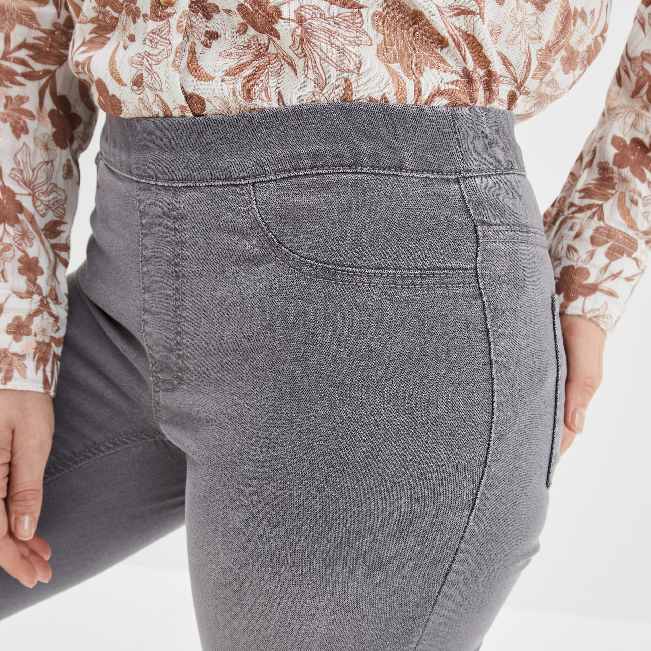 Jegging taille standard denim gris femme | La Halle